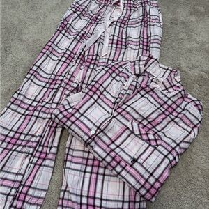 Victoria's Secret Pink & Black Plaid Cotton Pajama Set